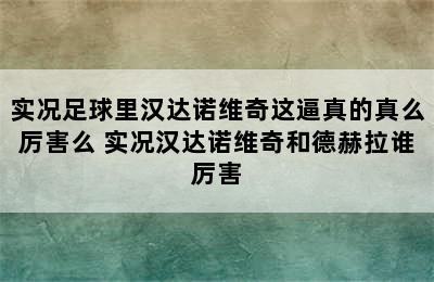 实况足球里汉达诺维奇这逼真的真么厉害么 实况汉达诺维奇和德赫拉谁厉害